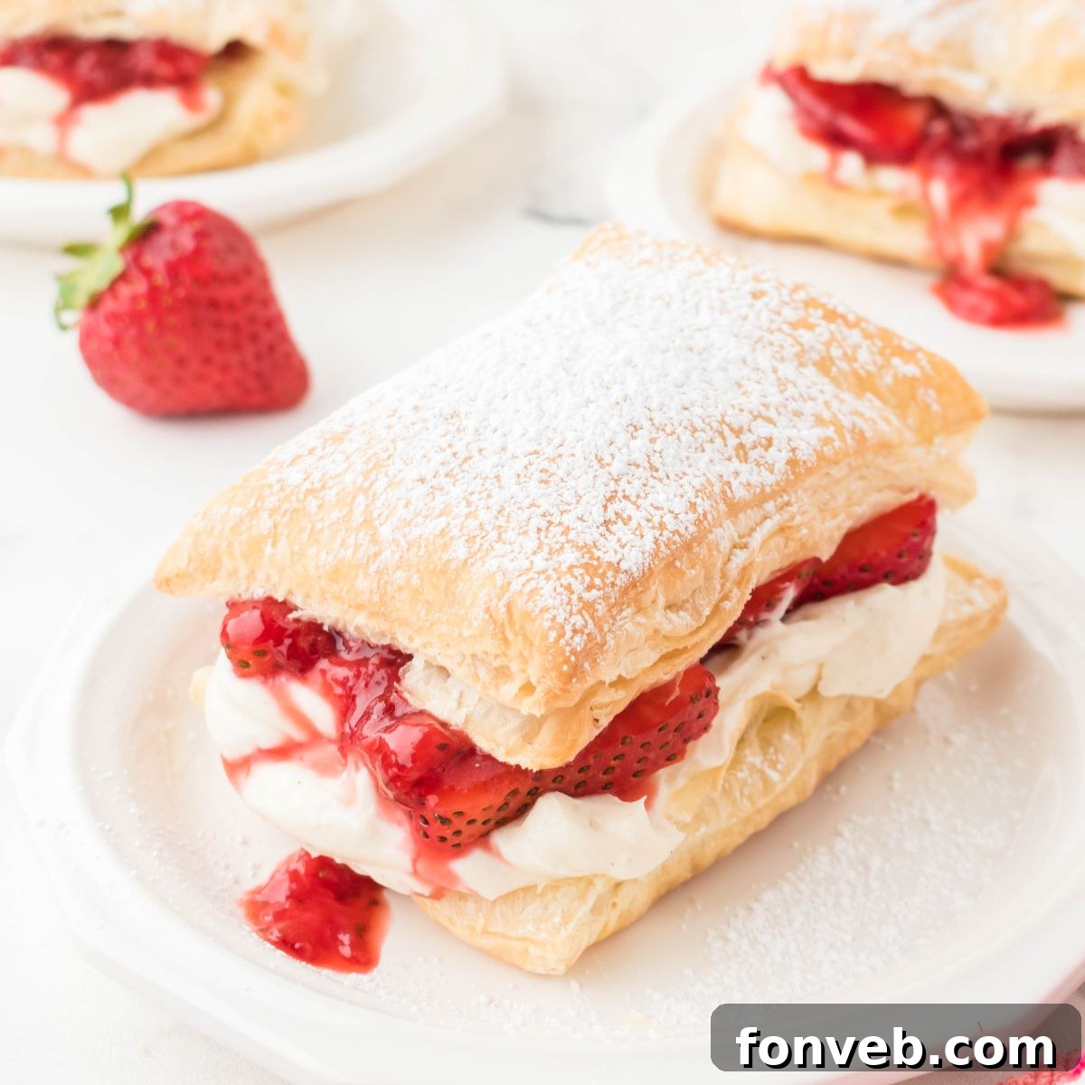 Strawberry Flaky Puffs on plate