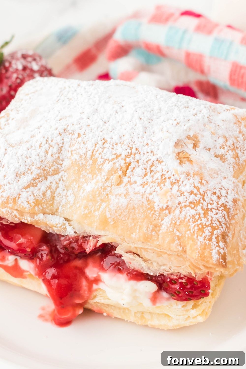 puff pastry with strawberries on plate