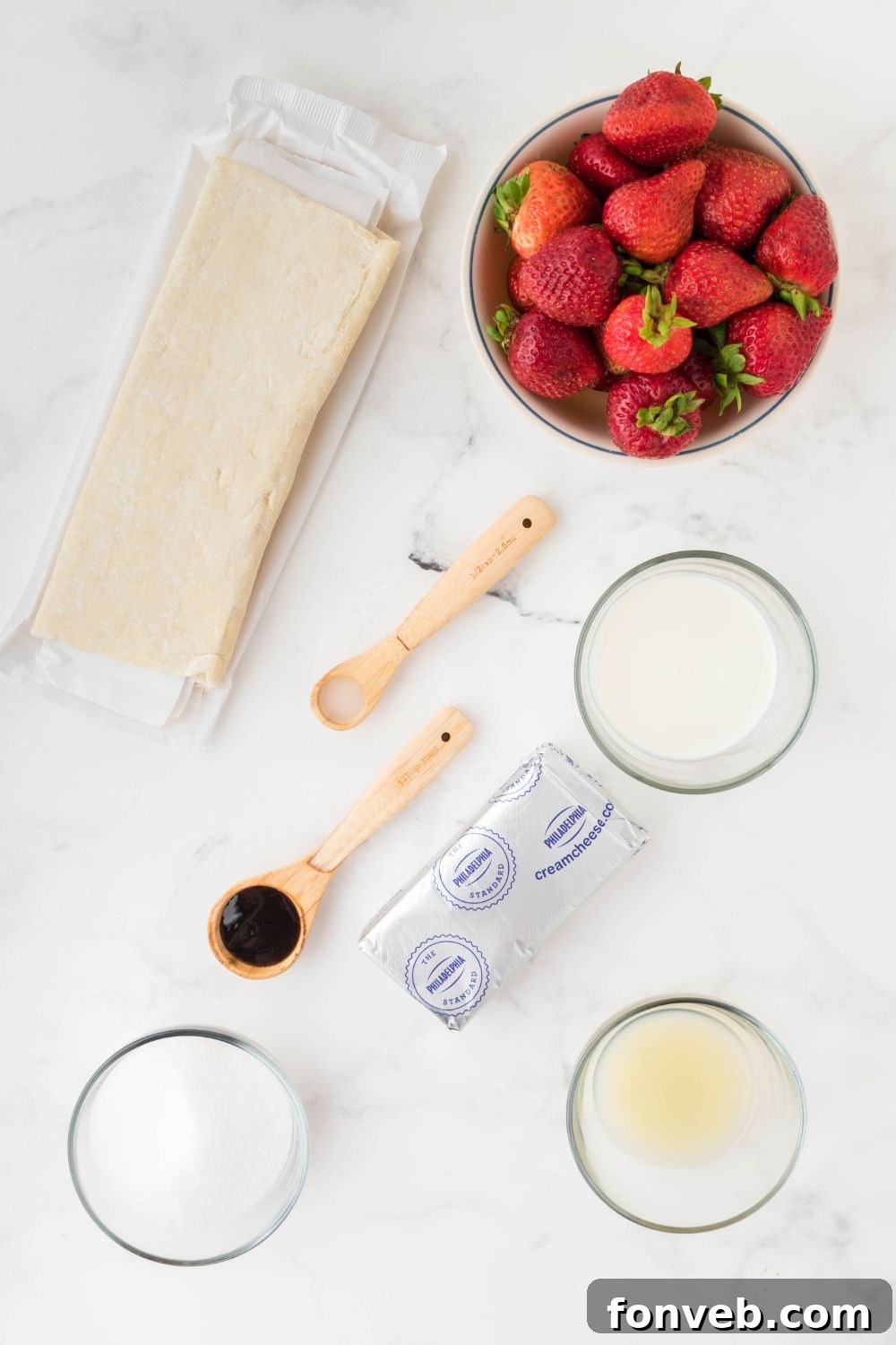 puff pastry ingredients on the table in glass bowls