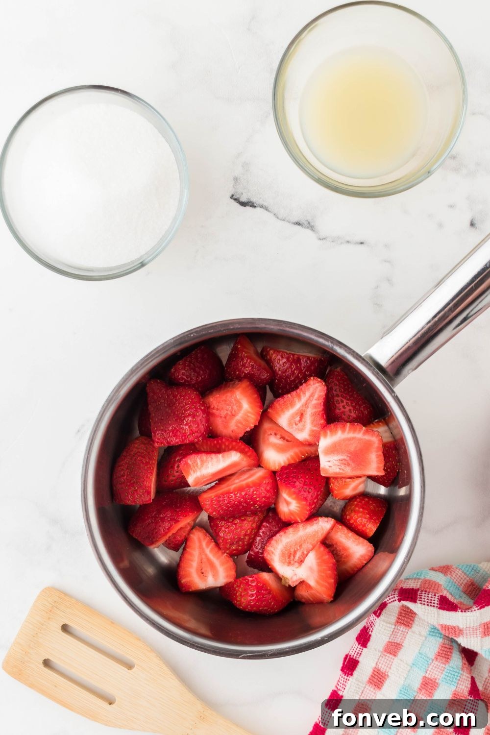 strawberry mixture in pan