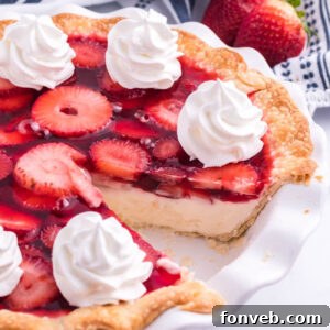 Strawberry Cream Cheese Pie in a white pie dish
