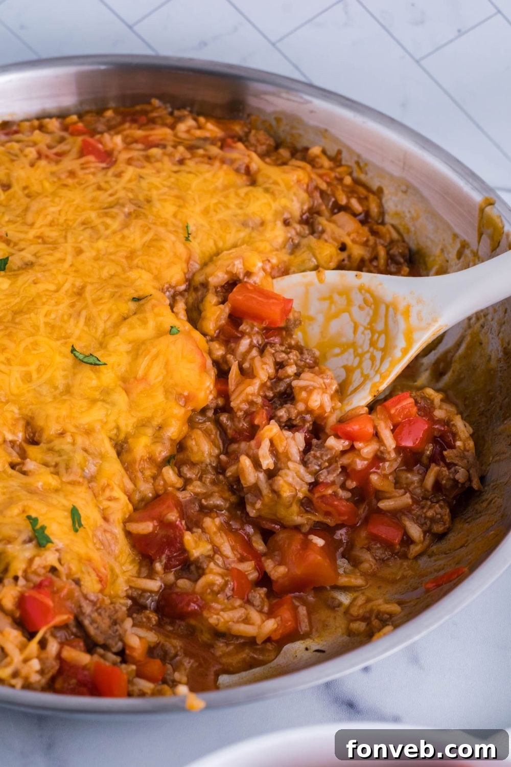 pan with some rice and meat mixture gone out of it 