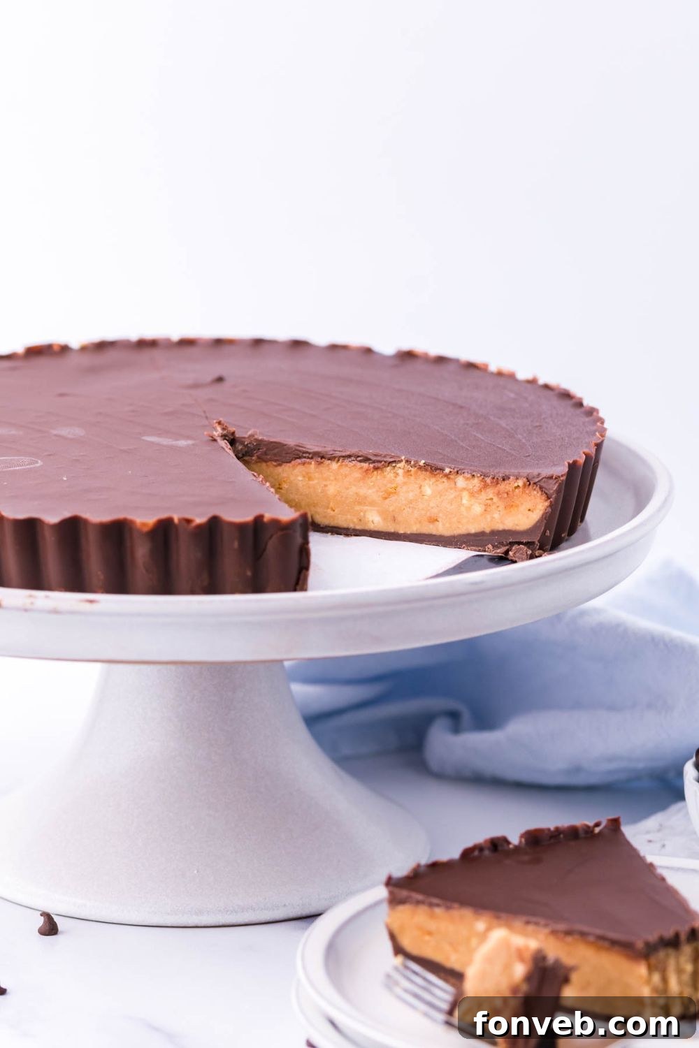 reeses pie on tray and on plate below