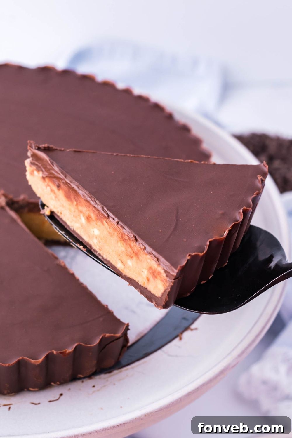 slice of Reese's pie on spatula