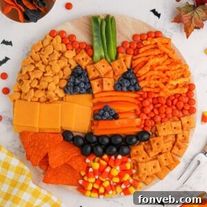 Pumpkin Charcuterie Board overhead shot so you can see the pumpkin