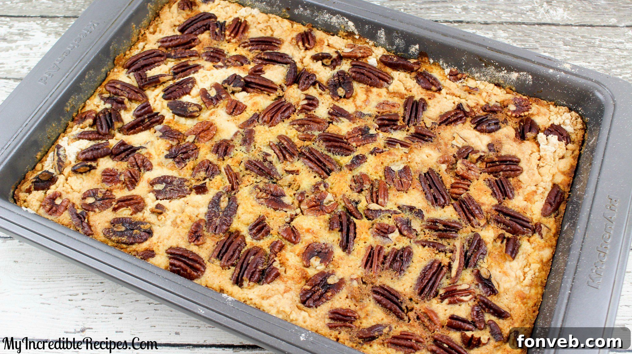 Easy Pumpkin Pecan Dump Cake 11 Unbaked Pumpkin Pecan Dump Cake, ready to be placed in the oven