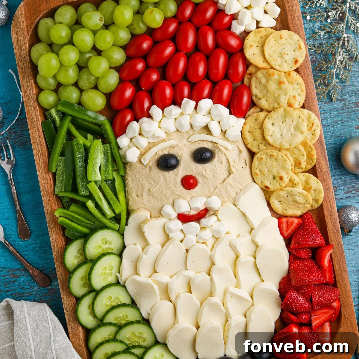 Santa Snack Board overhead view