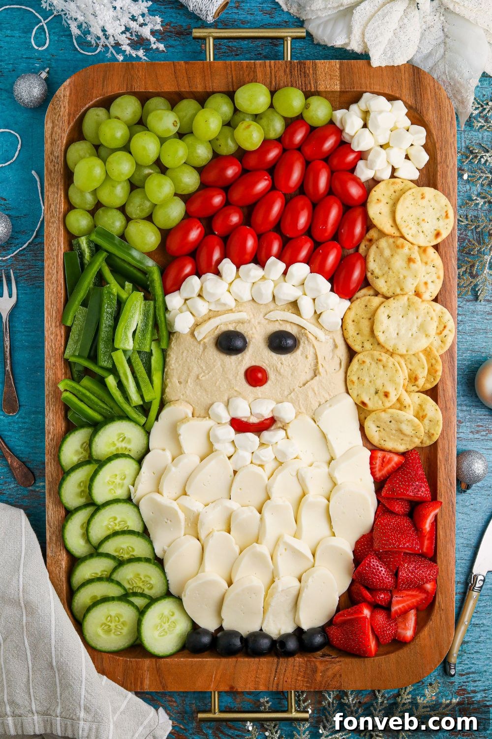 Christmas Santa charcuterie on table