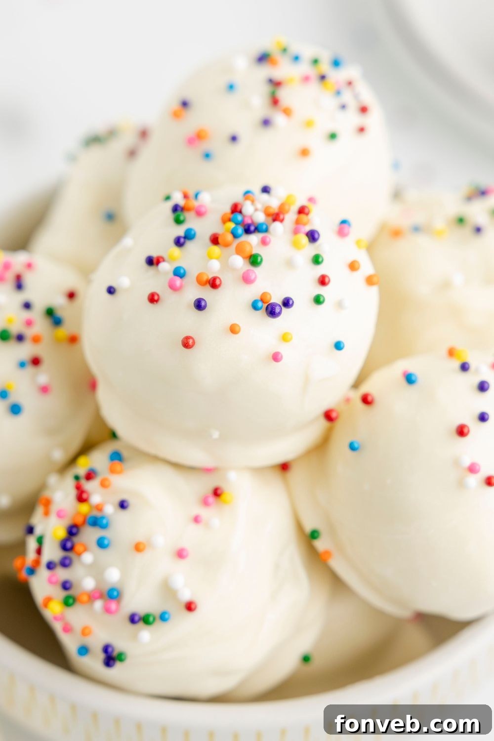 cookie cake balls in a bowl on table 