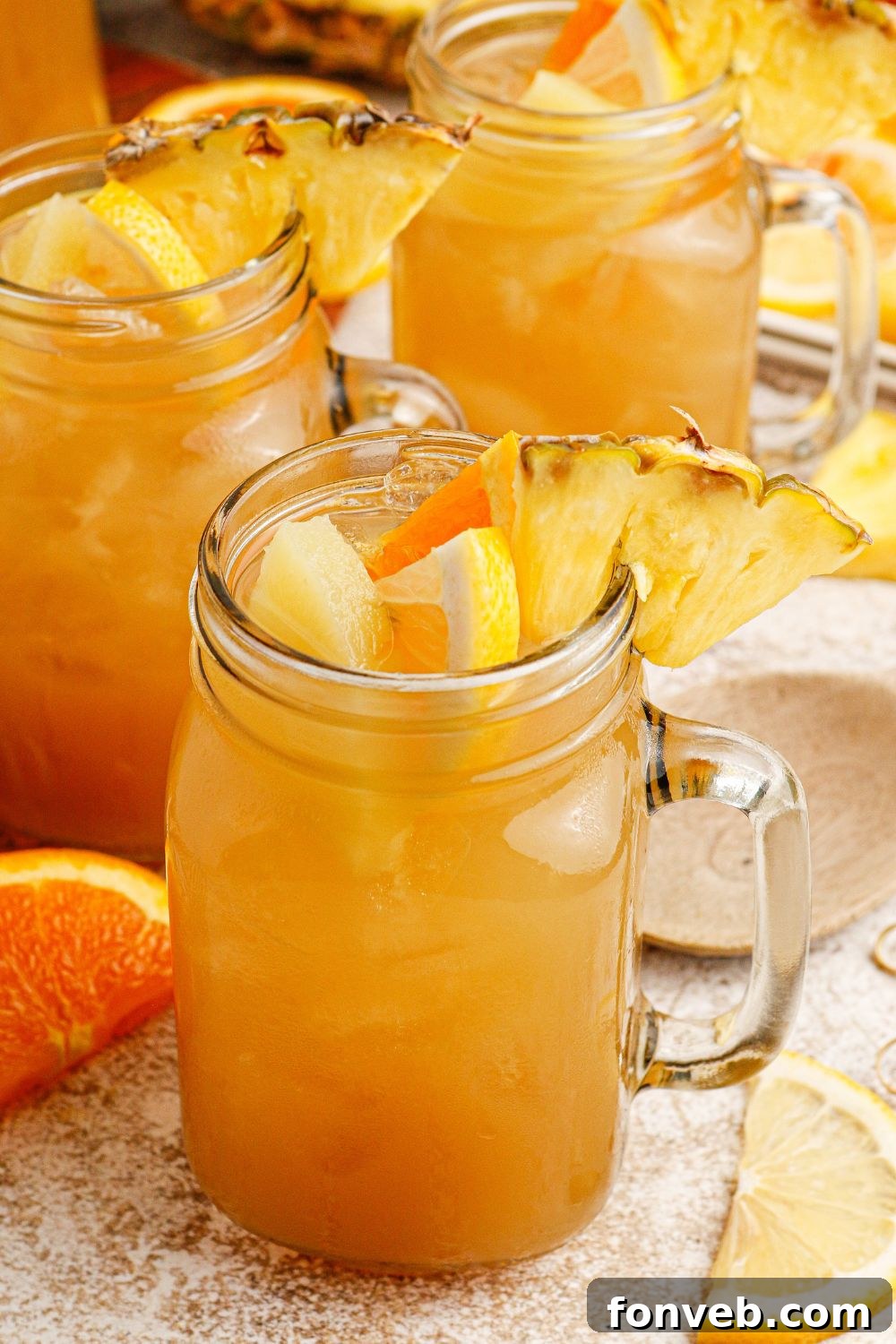 Endzone Chill 20 Touchdown Tea in glasses on a table.