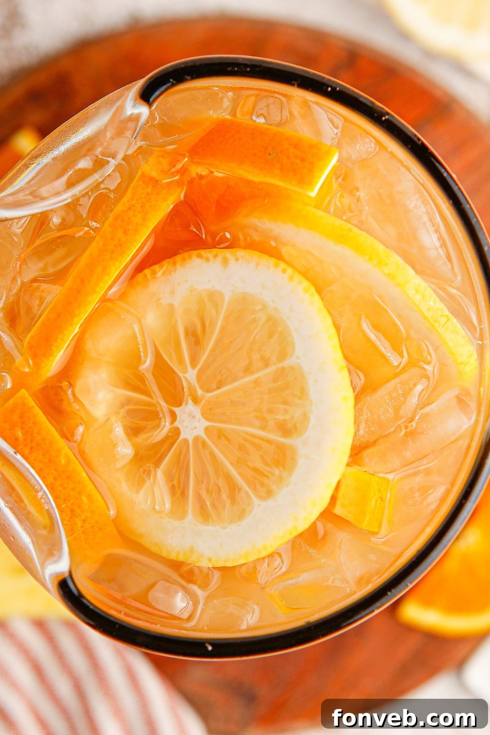 Endzone Chill 5 A large pitcher of bourbon tea, chilled and ready to serve.