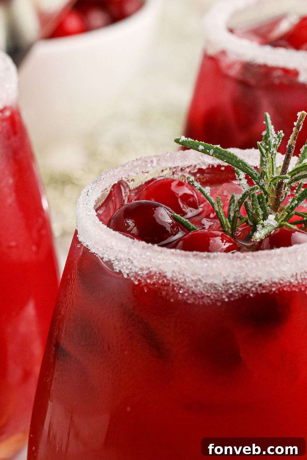 Mistletoe Magic Margarita 14 A close-up view of a Mistletoe Margarita in a salt-rimmed glass.