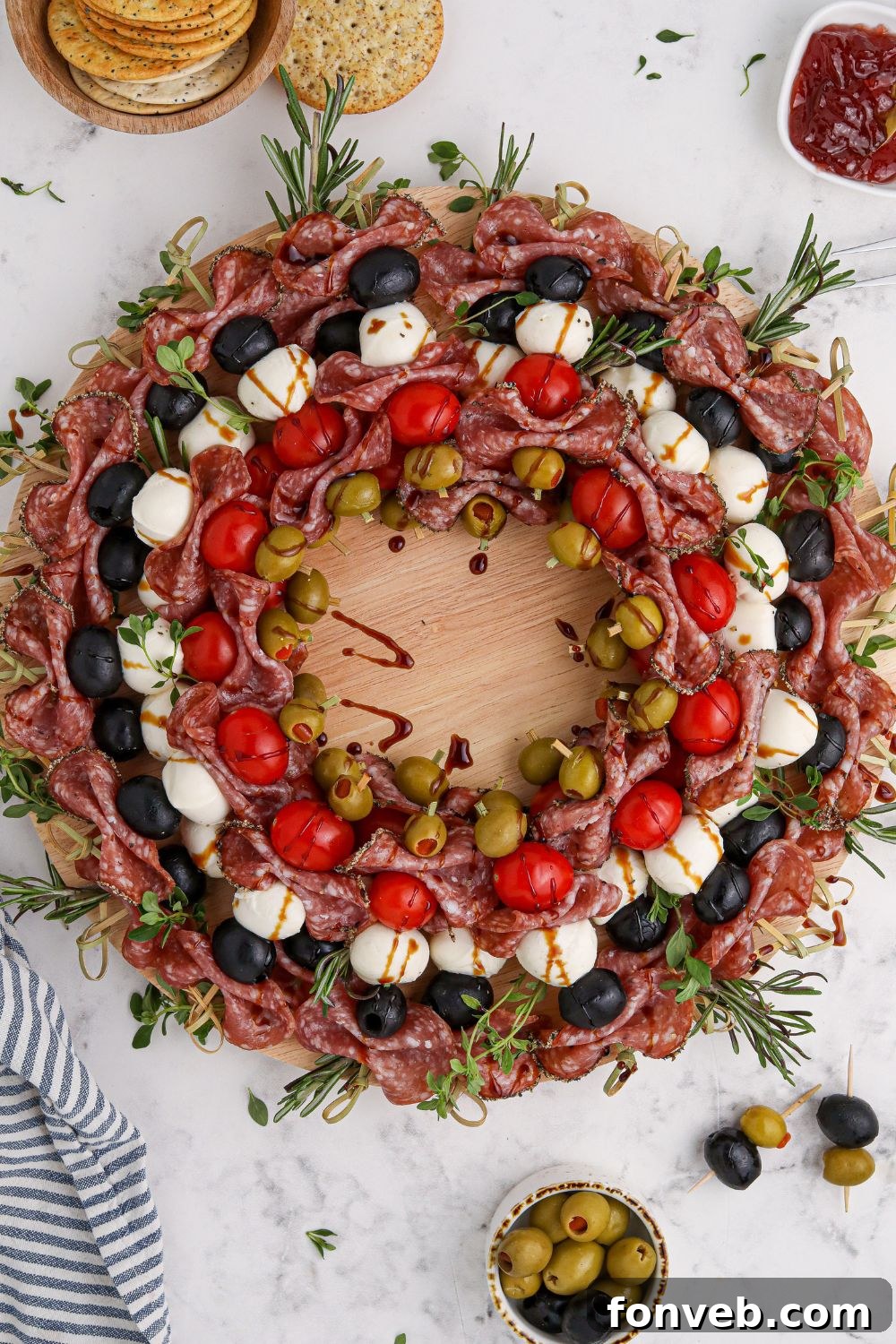Antipasto platter arranged on a table