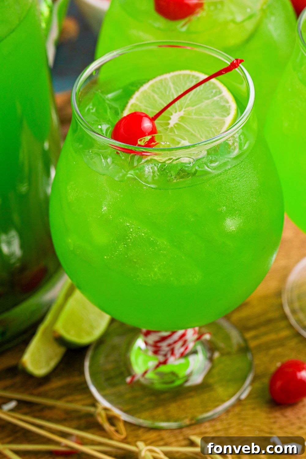 cocktail glass with a kid friendly punch in glasses