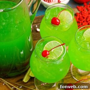 Grinch Punch on a table