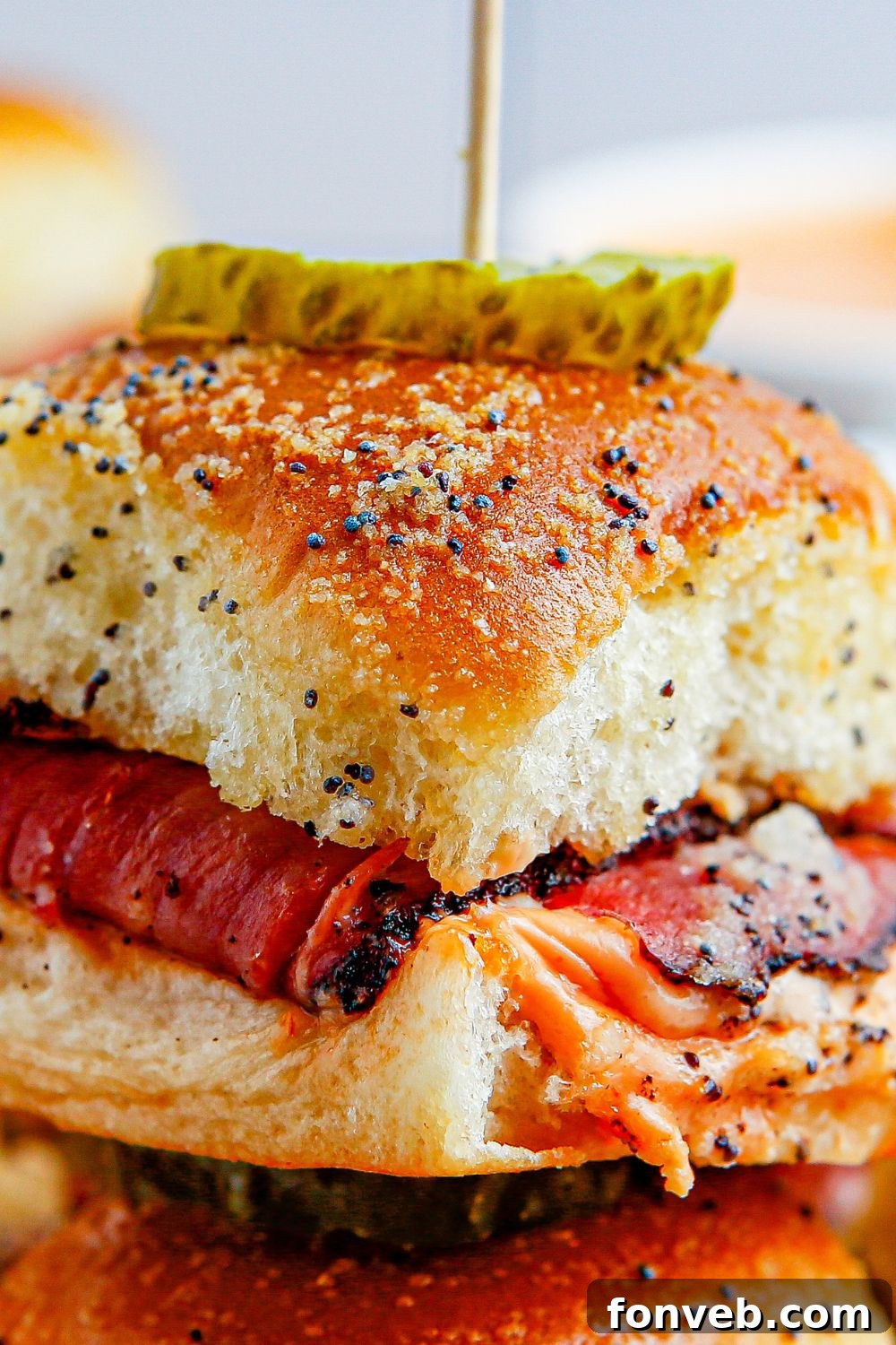 Pastrami Sliders close up on table 