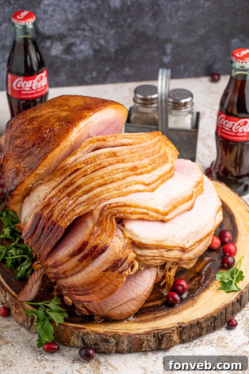 sliced ham on platter