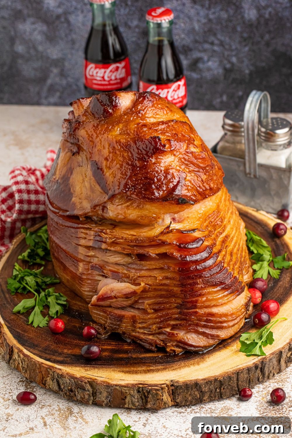 coke brown sugar ham on a serving tray