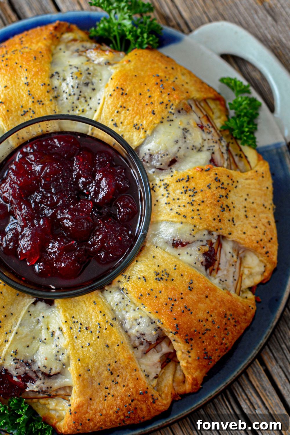 A selection of savory crescent wreath appetizers beautifully arranged on a table