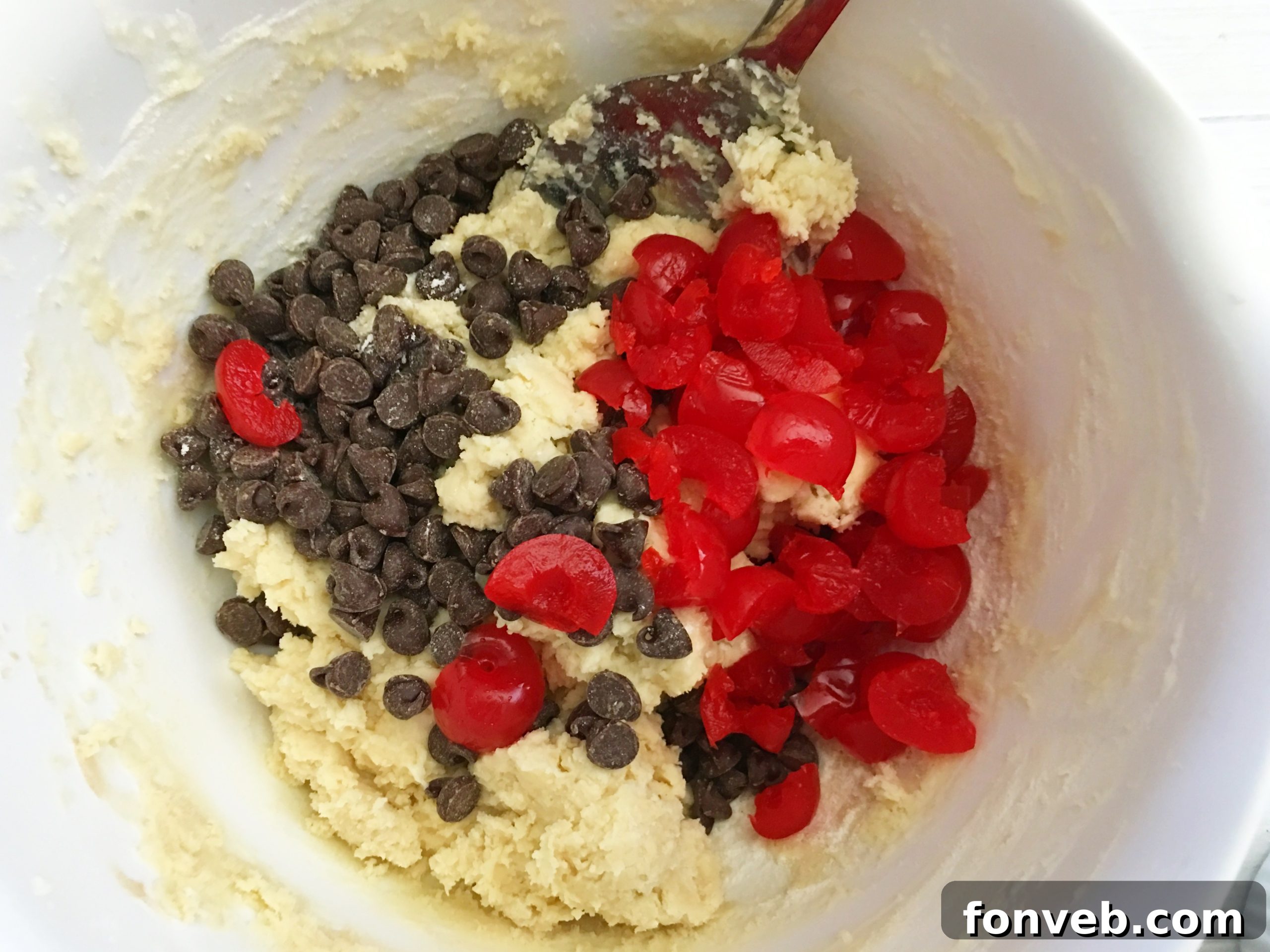 close-up of cookie dough with ingredients