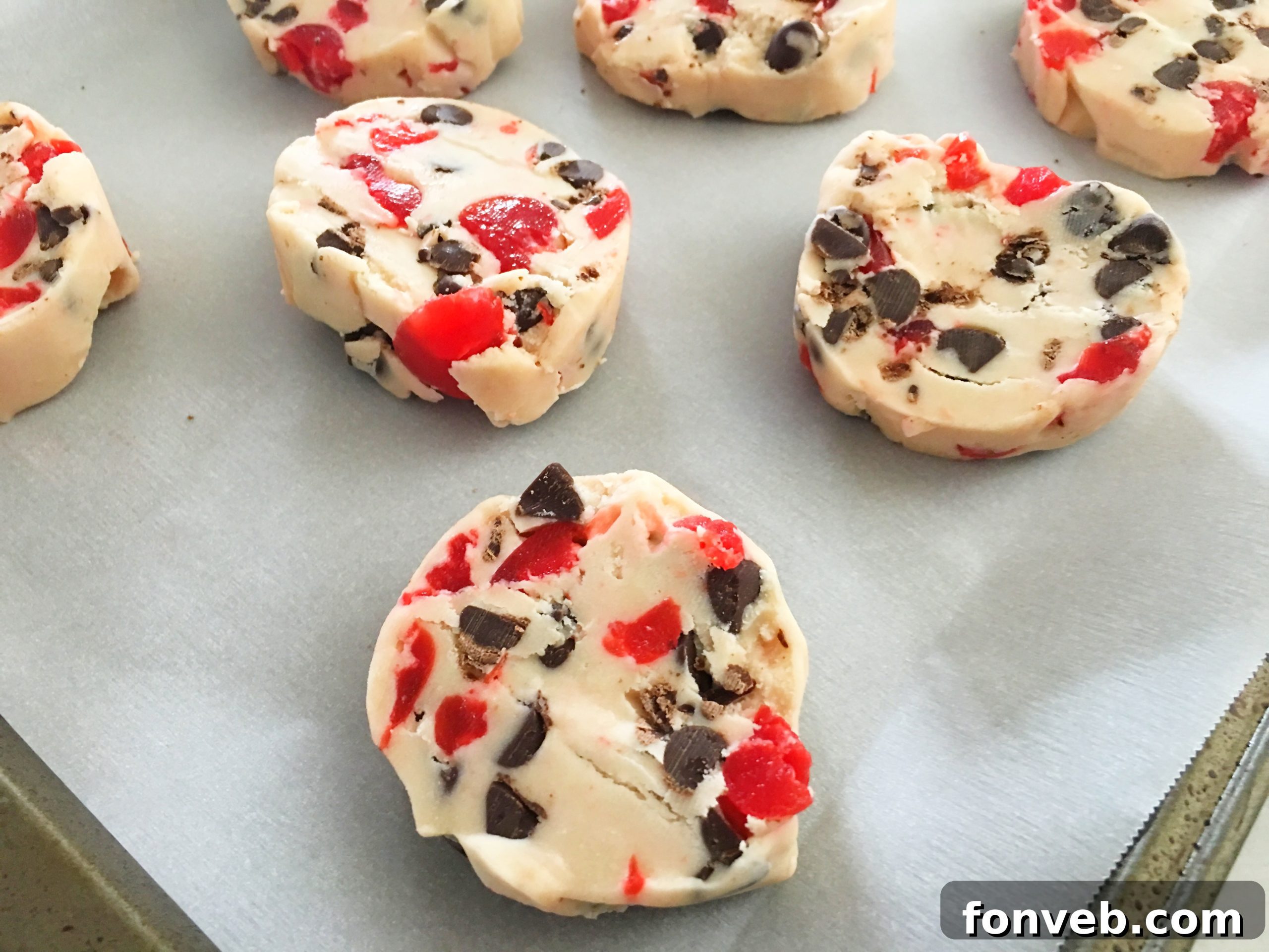 baked cherry shortbread cookies cooling on a rack