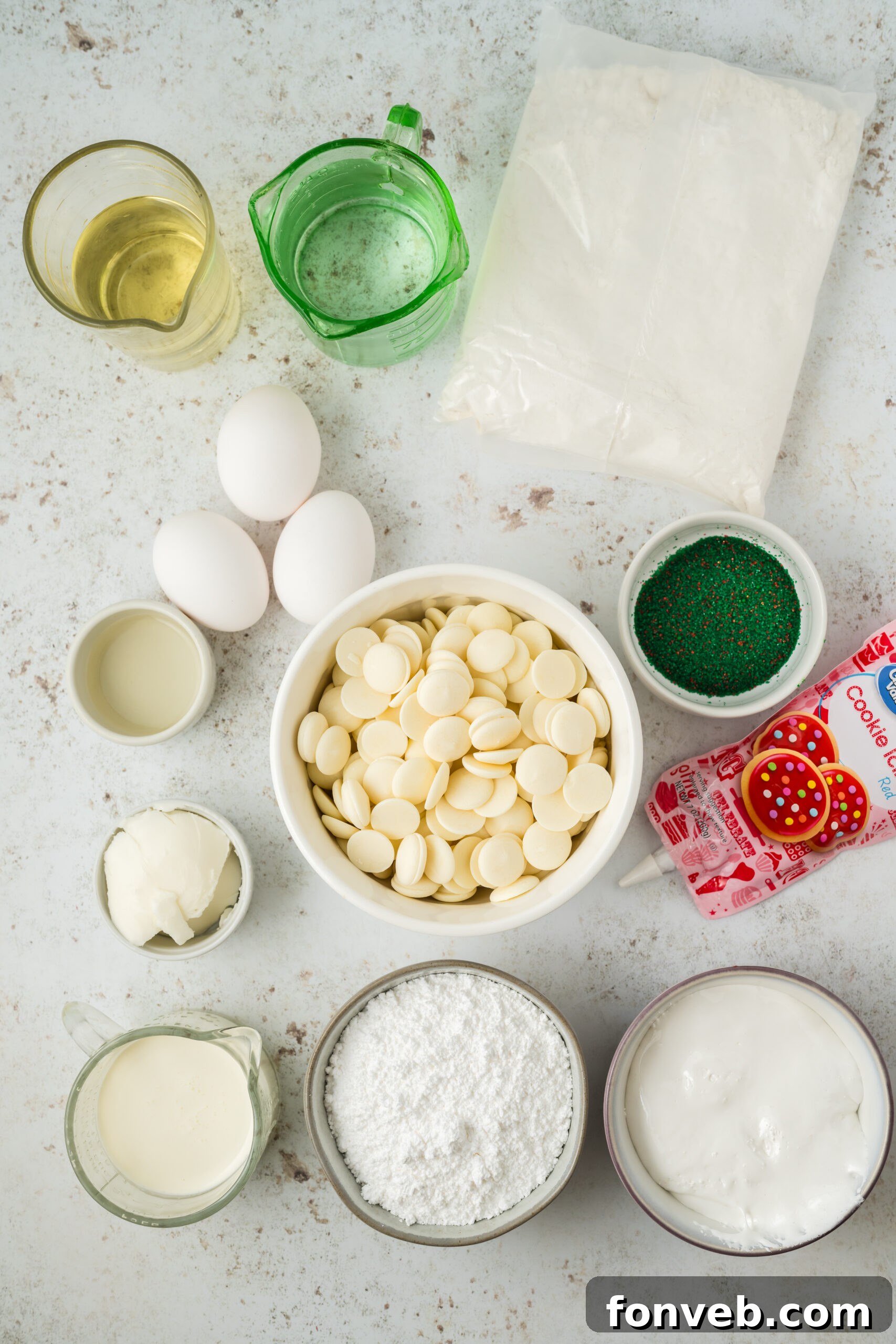 Christmas Tree Snack Cakes from Scratch 4 Ingredients for Christmas tree cakes laid out on a table