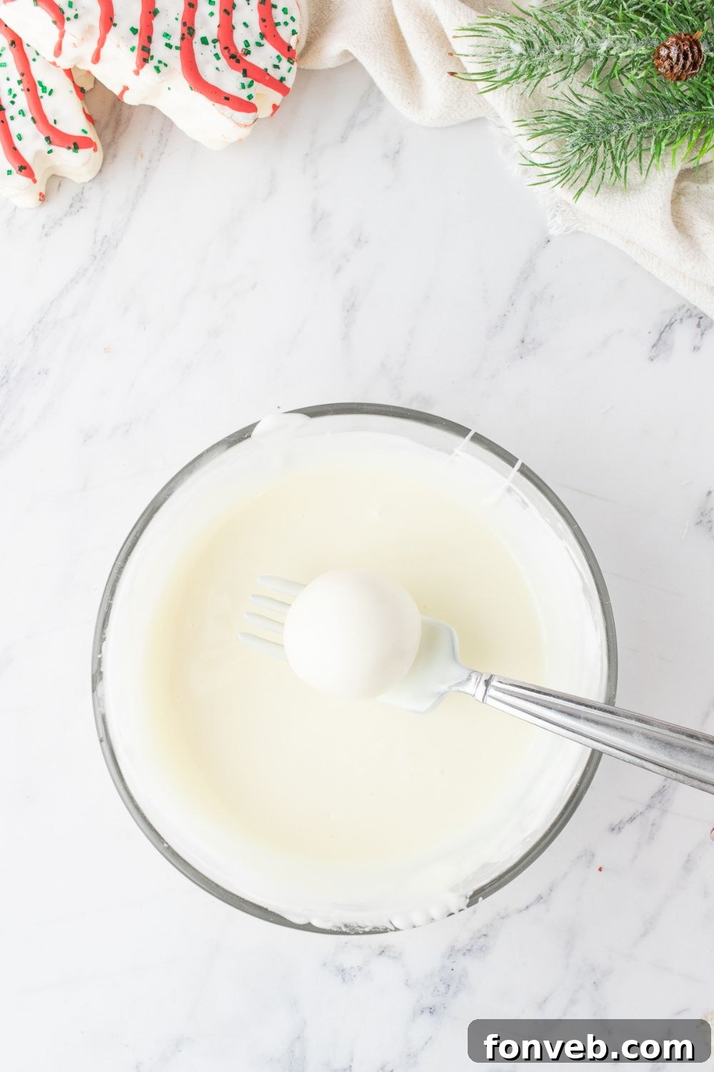 white chocolate idpped truffle in a bowl 