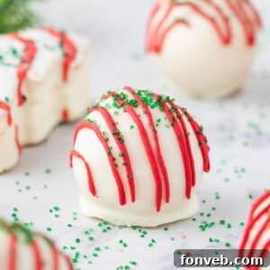 Little Debbie Christmas Tree Cake Truffles On table with a christmas tree cake behind it