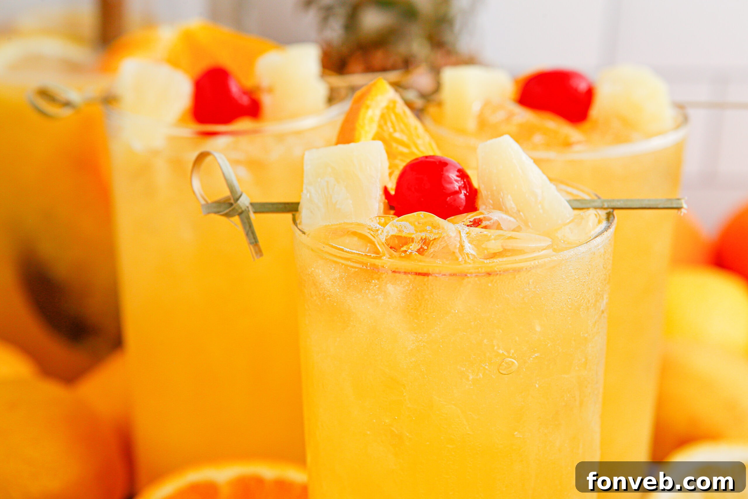 Tropical Lemonade Punch in glasses on table
