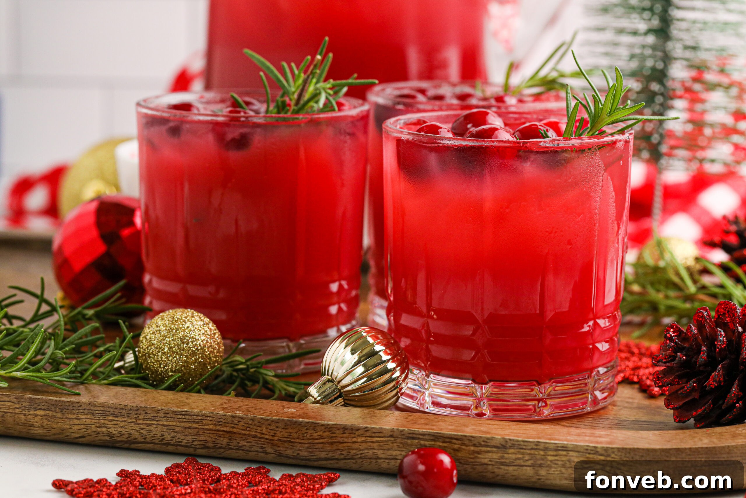 Yuletide Kiss Punch 14 christmas cocktail punch in glasses on table