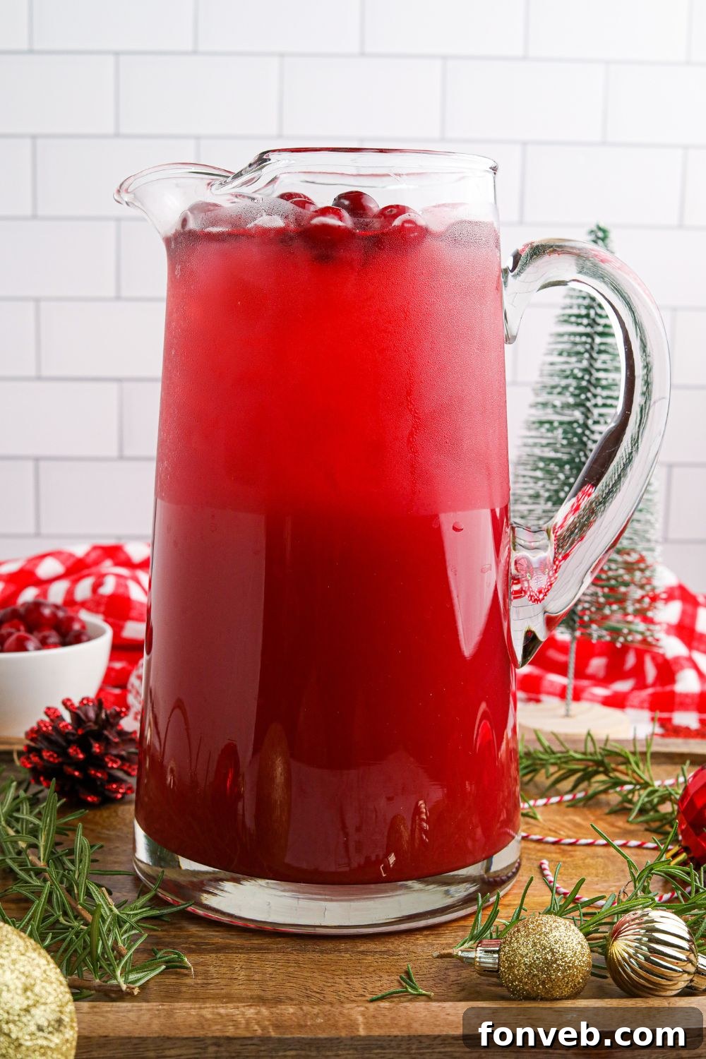 Yuletide Kiss Punch 6 christmas punch with vodka in a pitcher