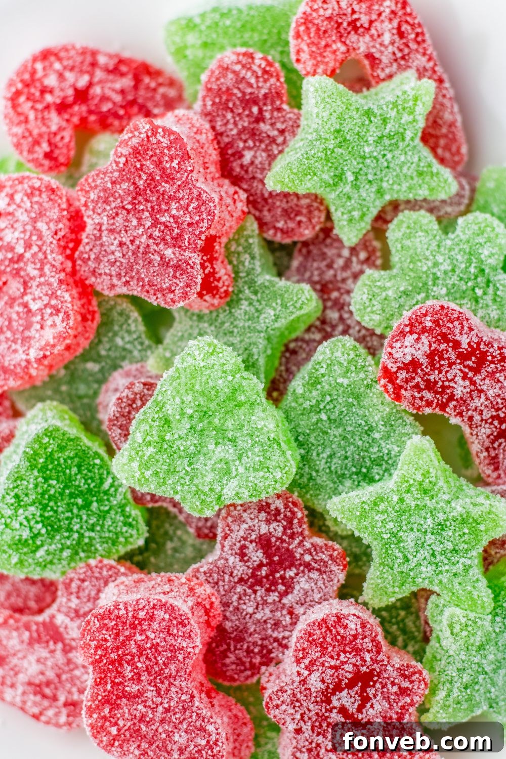 Yuletide Jewels 19 Close up of holiday-shaped gummies on a table