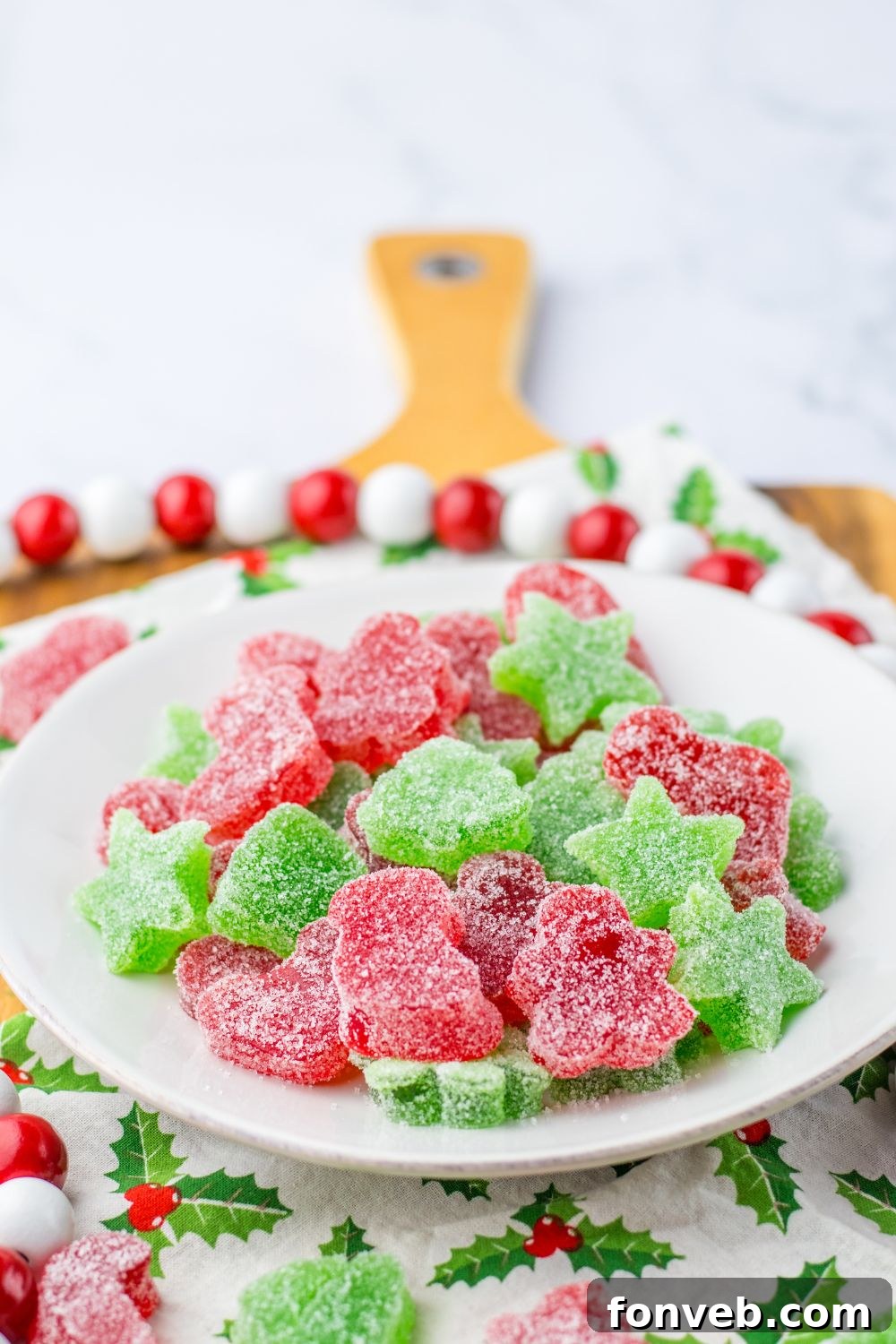 Yuletide Jewels 5 Gumdrops arranged neatly on a plate
