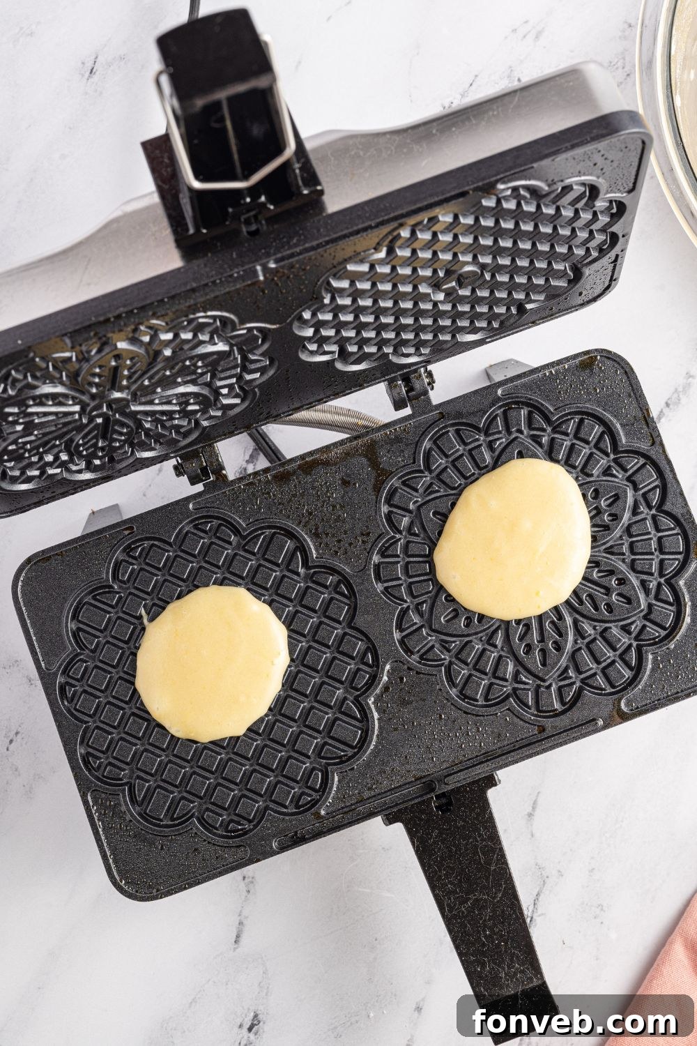 batter in the center of the iron 