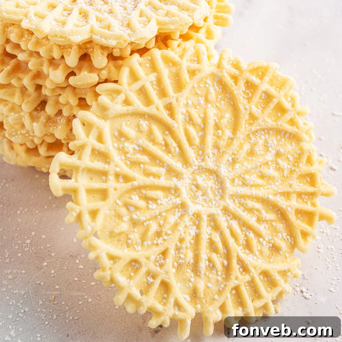 Pizzelles on marble table 