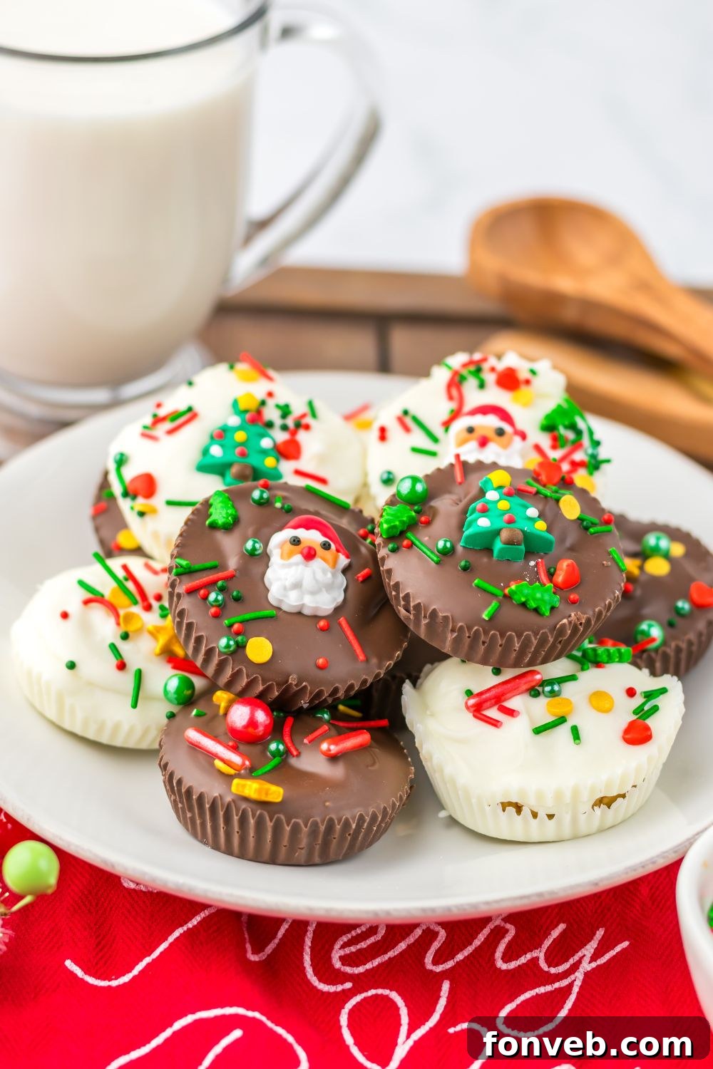 Christmas Peanut Butter Cups on table 