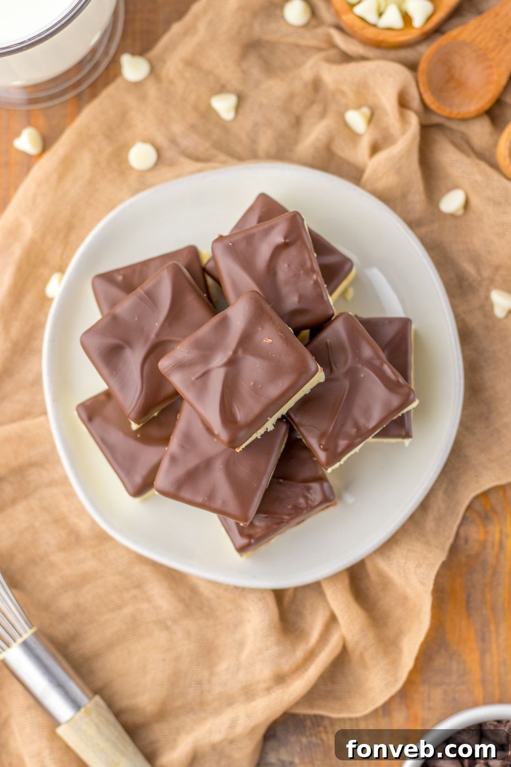 Boston Cream Dream Fudge 14 overhead shot of fudge on table