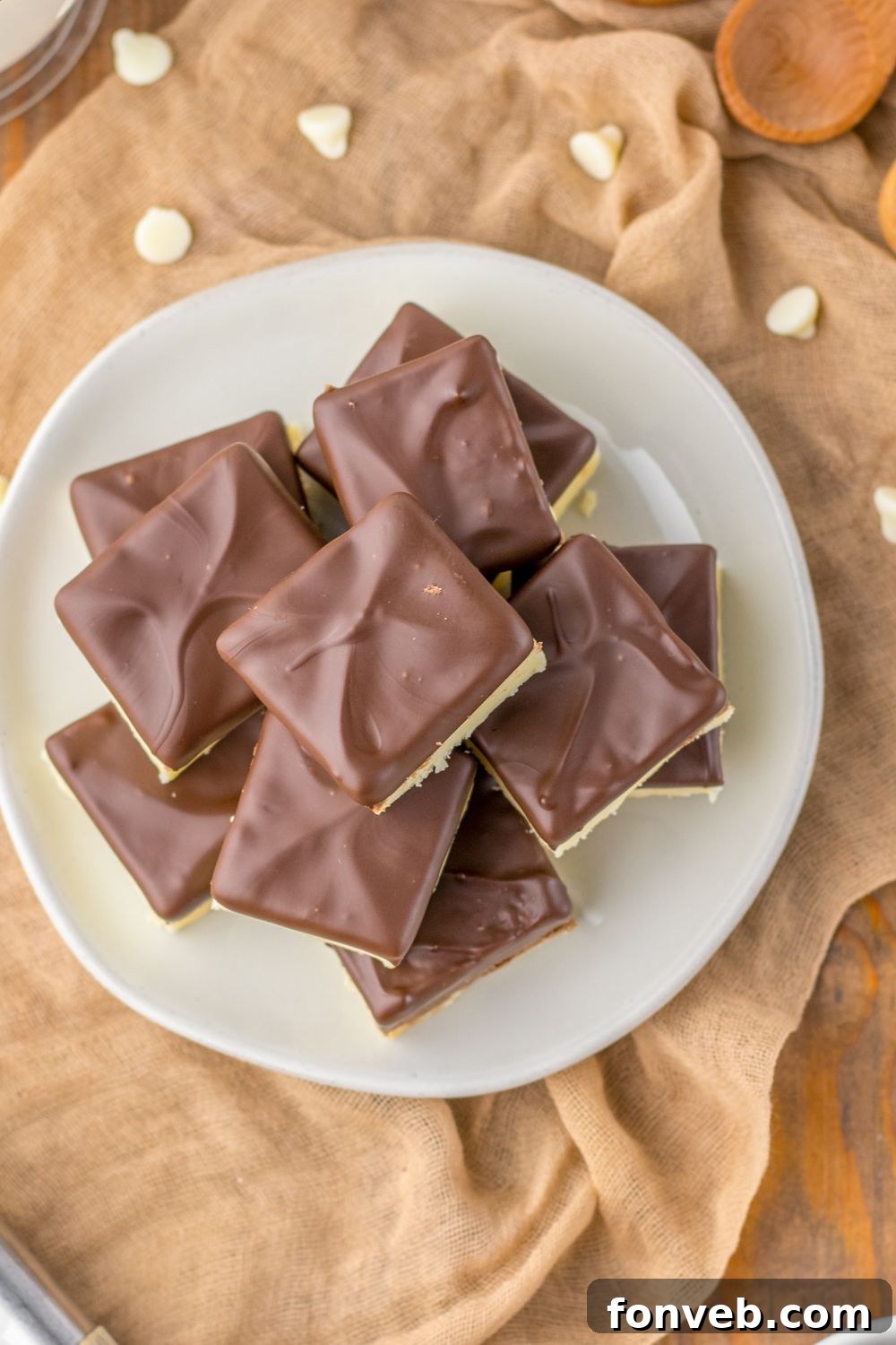Boston Cream Dream Fudge 17 Boston Cream Pie Fudge stacked on a plate