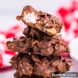 Rocky Road Candy stacked on counter