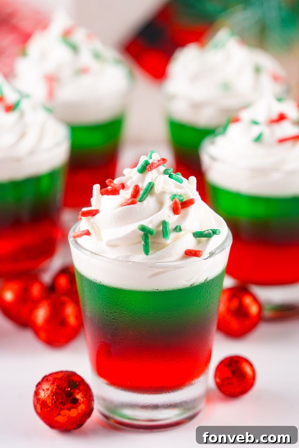 Yuletide Jiggle Shots 20 jello shots on table