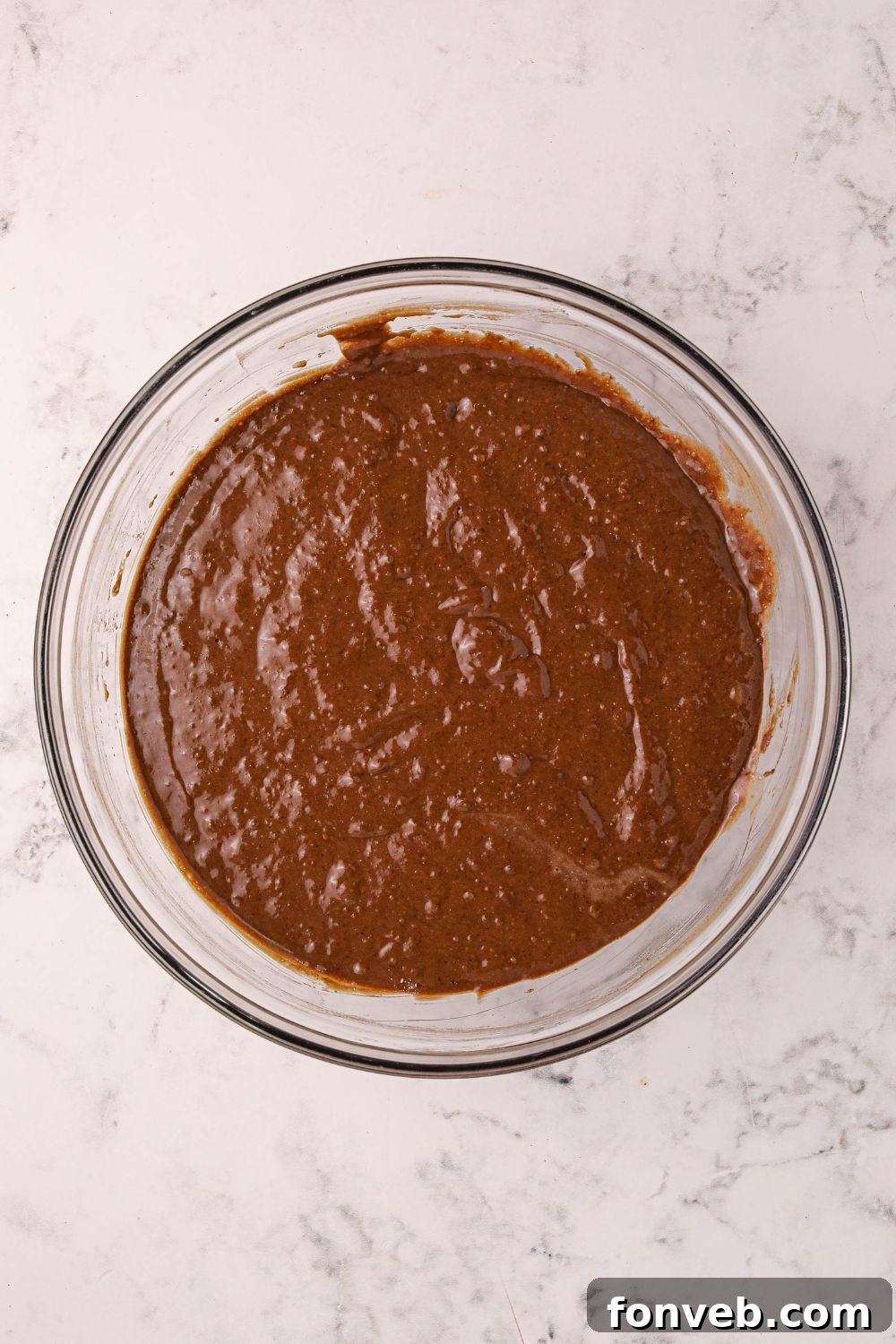 Decadent Hot Chocolate Pancakes 9 Hot Chocolate Pancake batter in a glass bowl