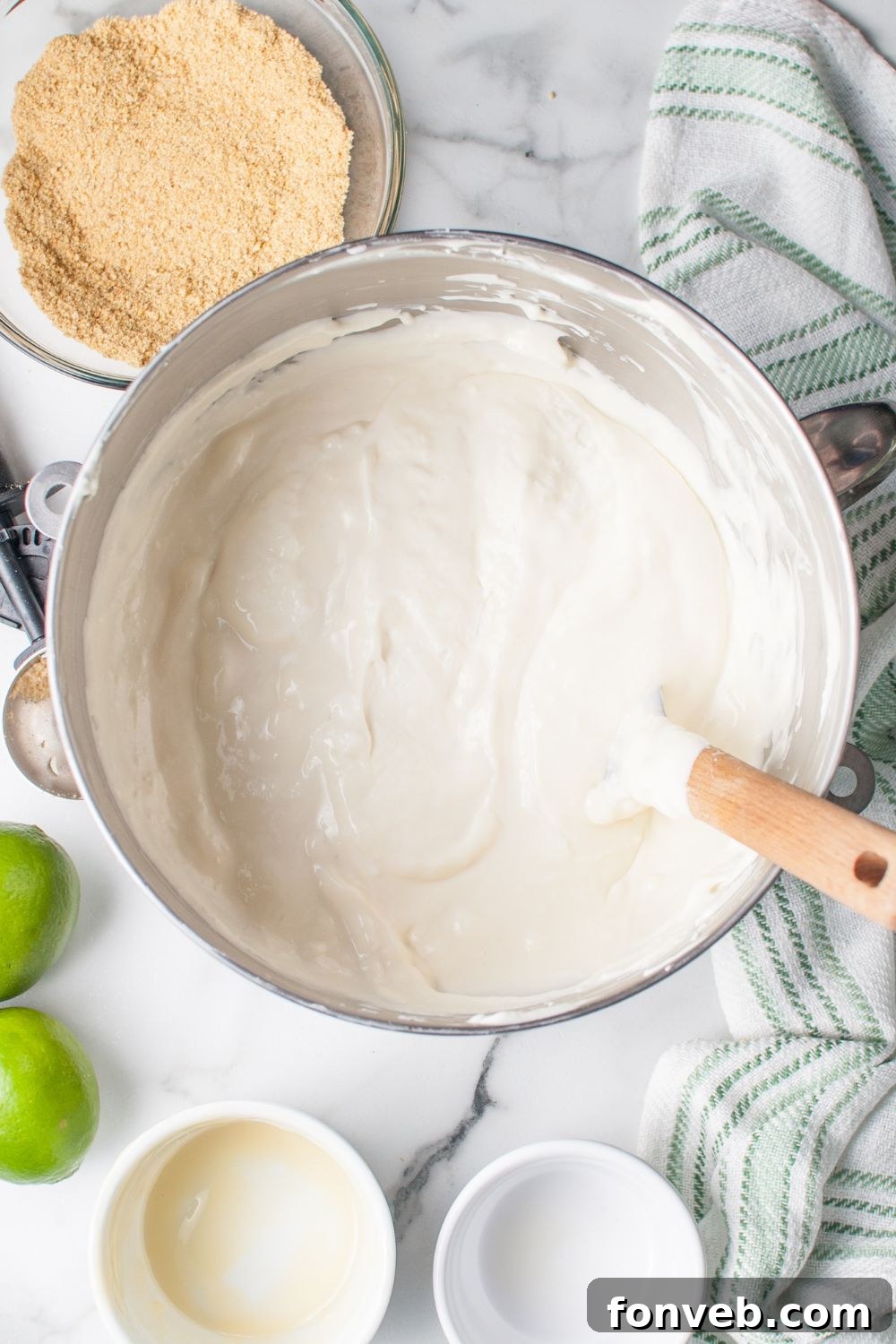 Tangy Key Lime Pie Cookies 12 Crumbl Key Lime Pie Cookie filling in a mixing bowl all mixed