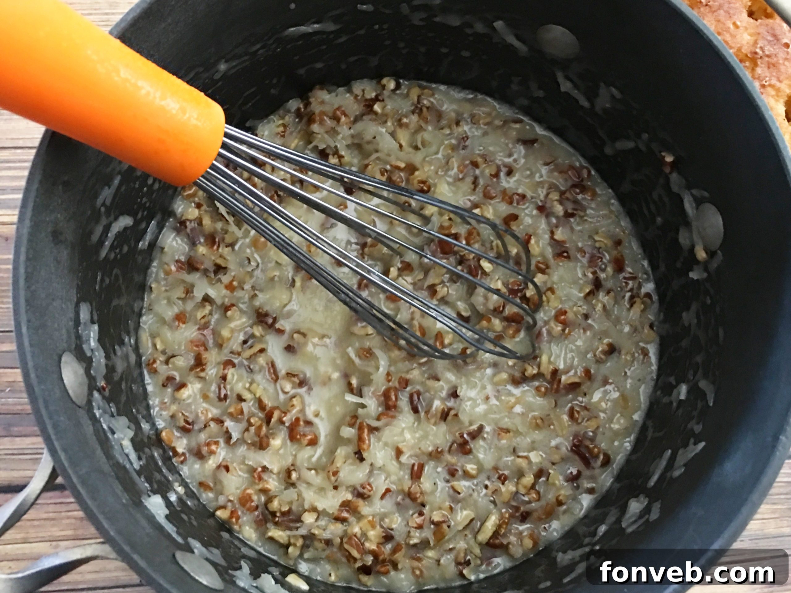 Baking the Do Nothing Tornado Cake in a 9x13 inch pan.