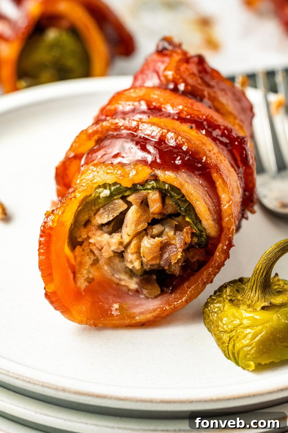 Texas Twinkie on a plat with the top of pepper cut off