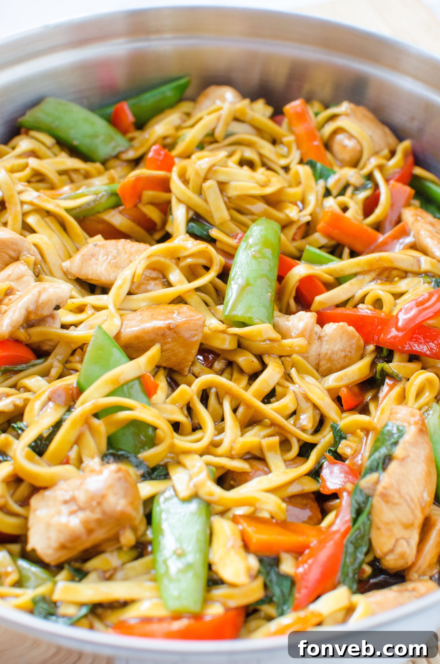 Homemade Chicken Lo Mein Better Than Takeout 12 A close-up of the Lo Mein, showcasing the chicken and noodles