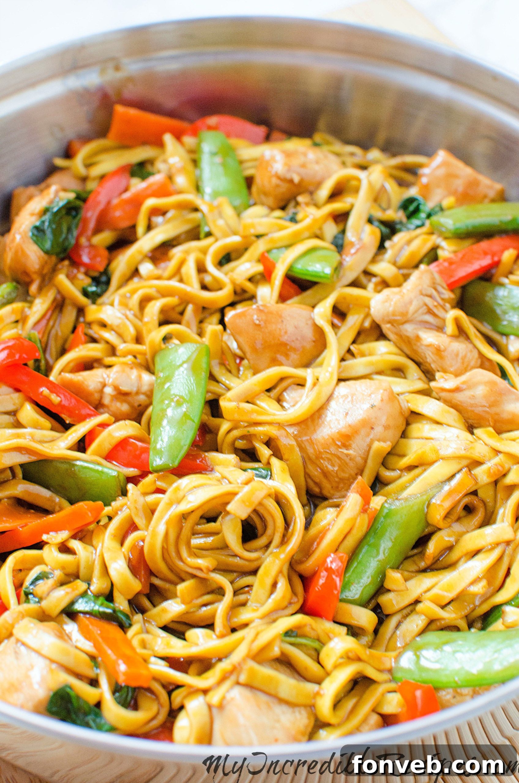 Homemade Chicken Lo Mein Better Than Takeout 7 Close-up of the delicious Chicken Lo Mein tossed with sauce