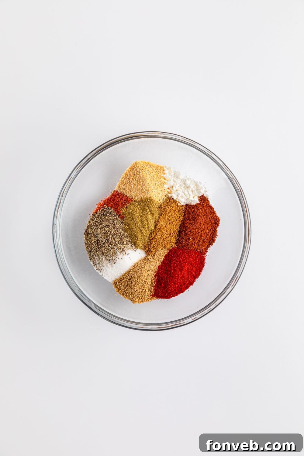 Zesty Ground Beef Medley 7 Overhead view of various spices in a small bowl, ready for the Carne Picada recipe