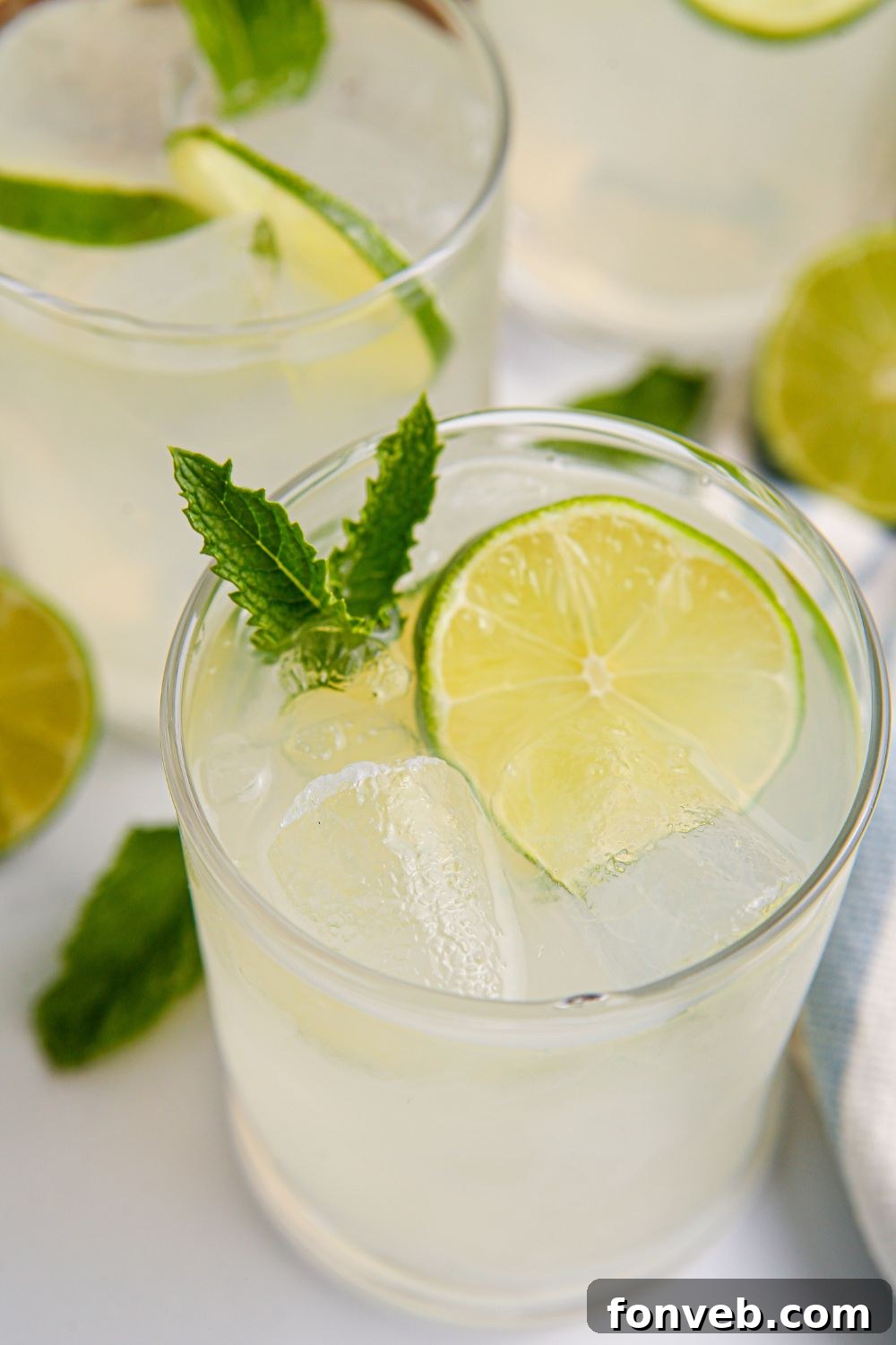 limeades in glasses garnished