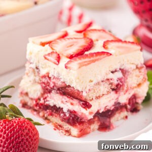 Strawberry Tiramisu on a white plate