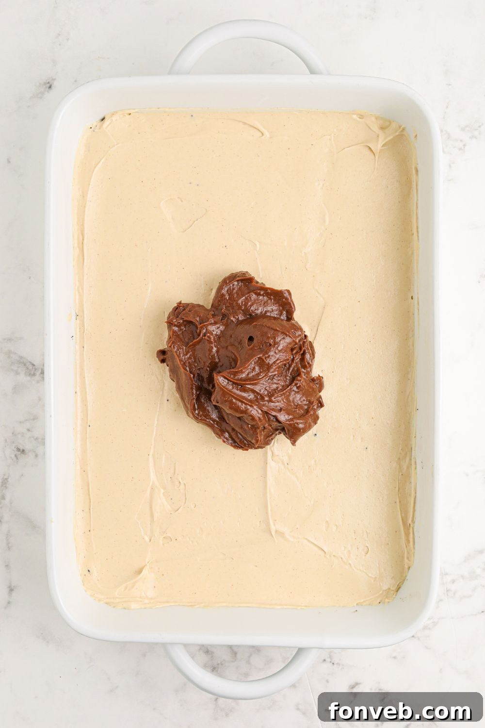 Peanut Butter Chocolate Sweet Stack 10 Reeses Lasagna with peanut butter cream cheese layer spread evenly then chocolate pudding in center